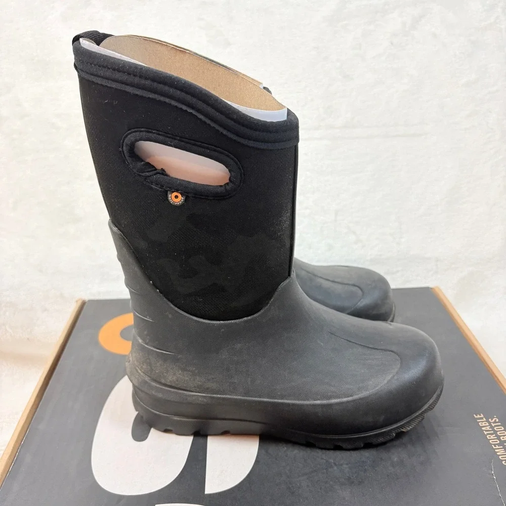 Bogs Classic High Boots Kids‎ Size 4 Black Good Waterproof Insulated Camo 71303K